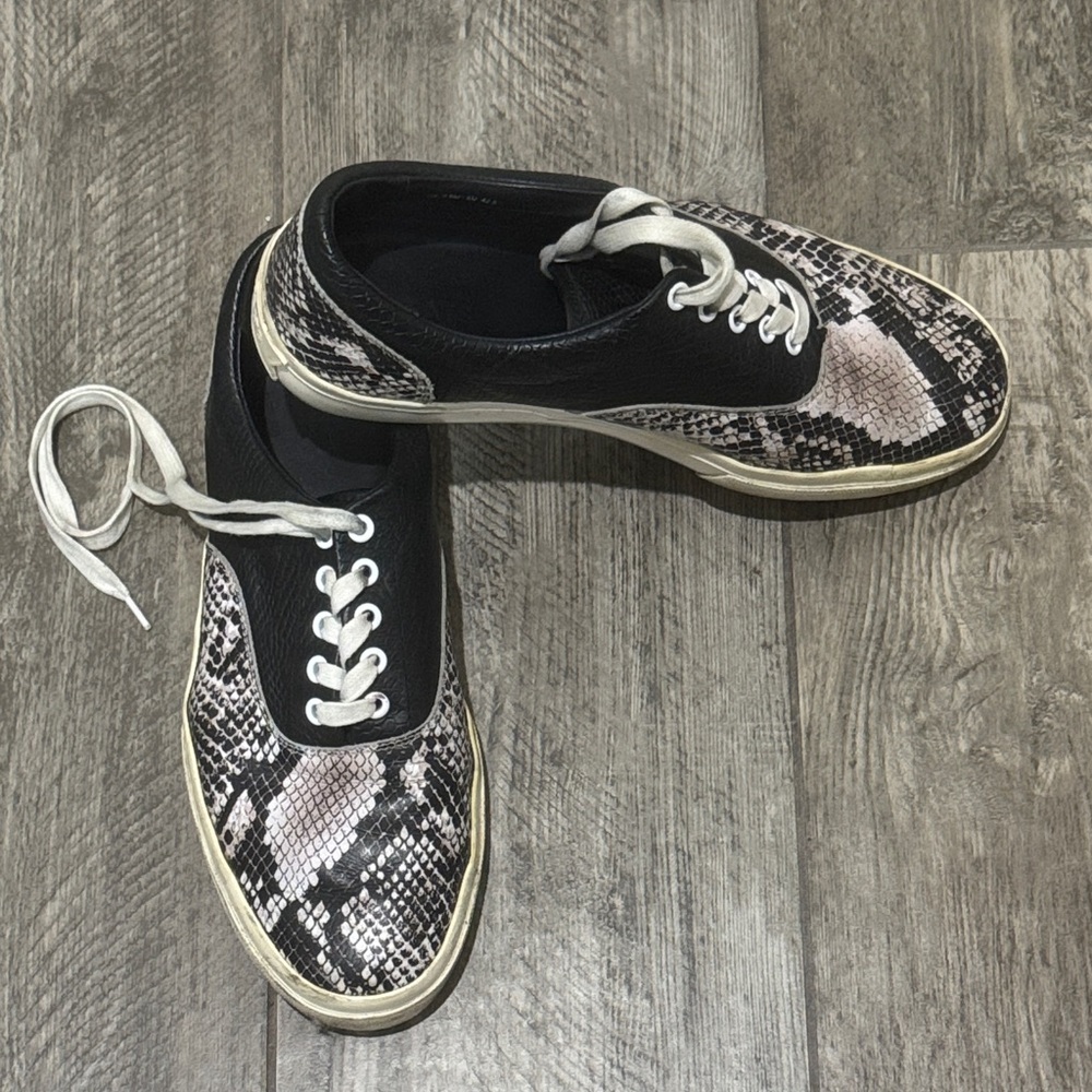 Greats Snakeskin Print Canvas Lace-Up Sneakers